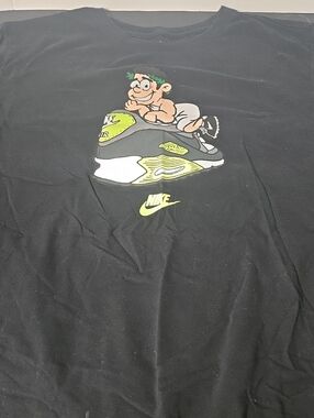 Nike Black Tee with Neon Yellow Sneaker Graphic
